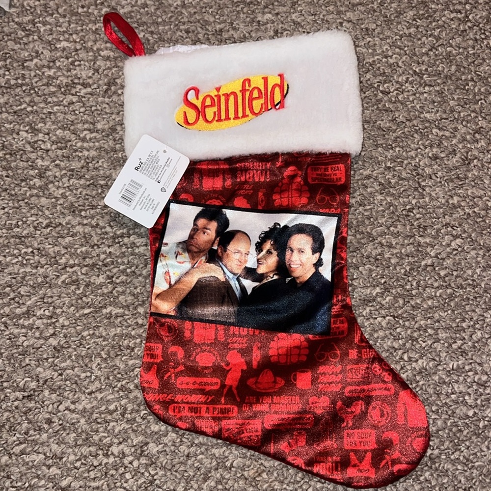 NWT Seinfeld 20 inch Velour Christmas Stocking, Red